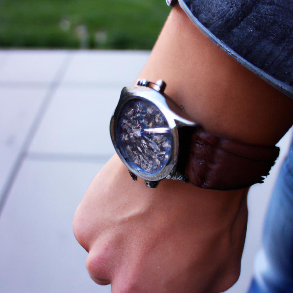 Person wearing stylish chronograph watch