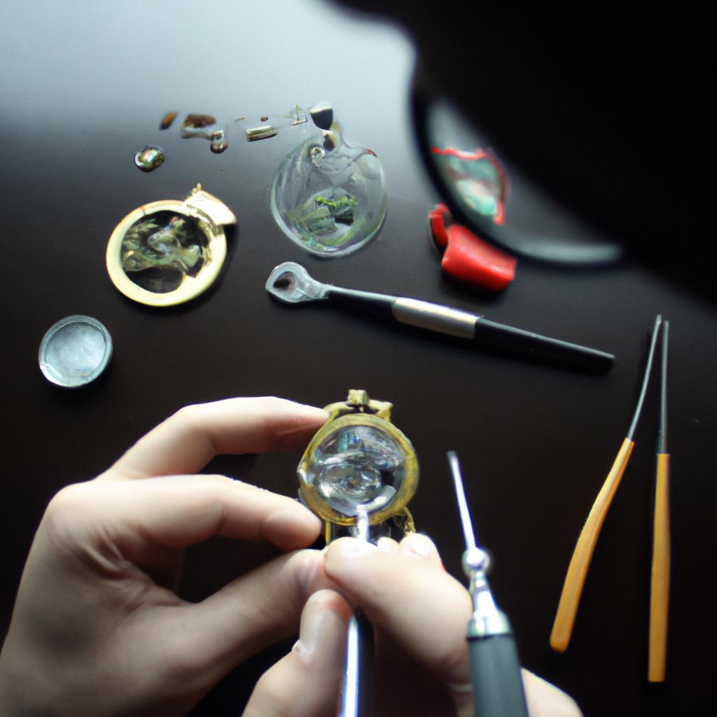 Person working on watch repairs