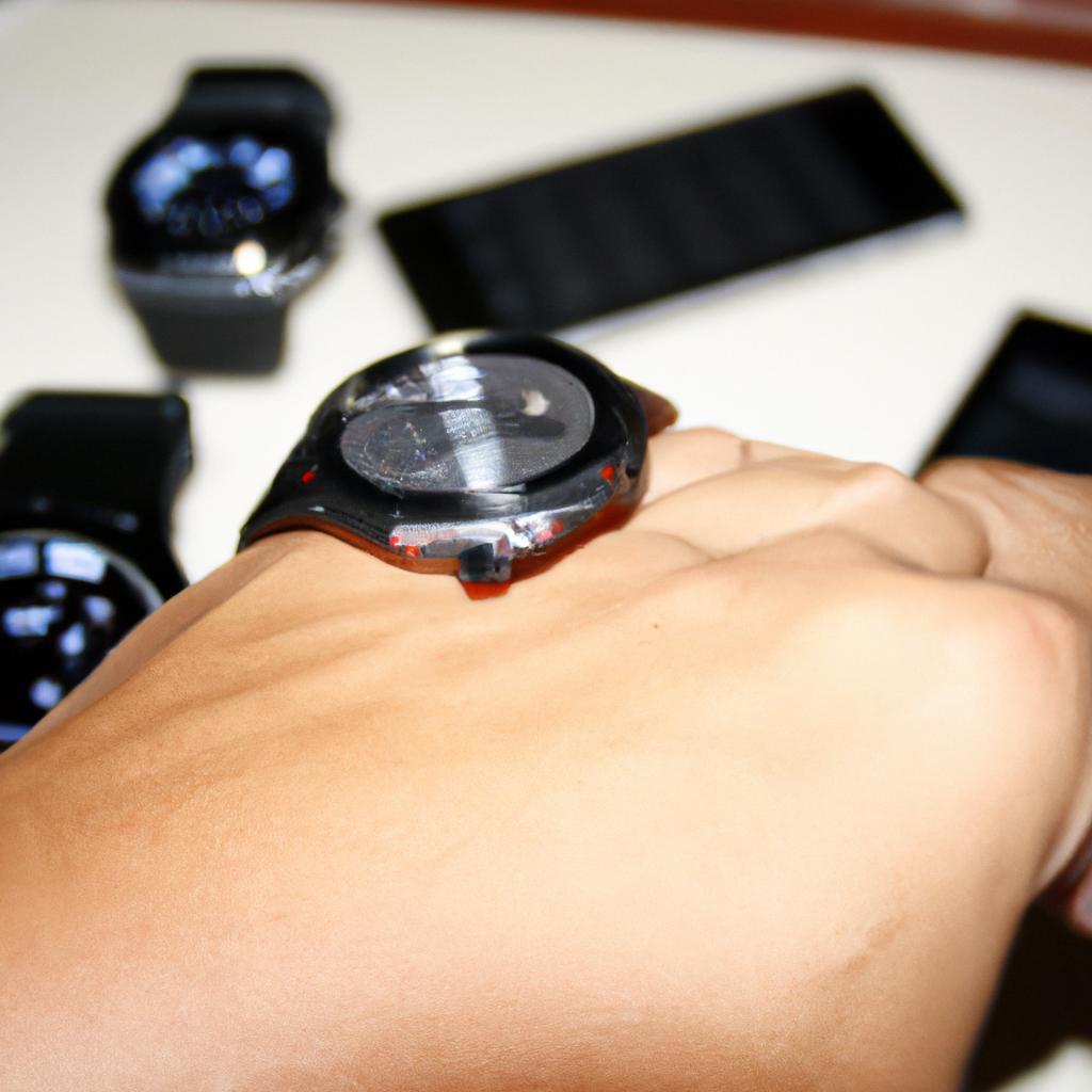Person browsing digital watches options