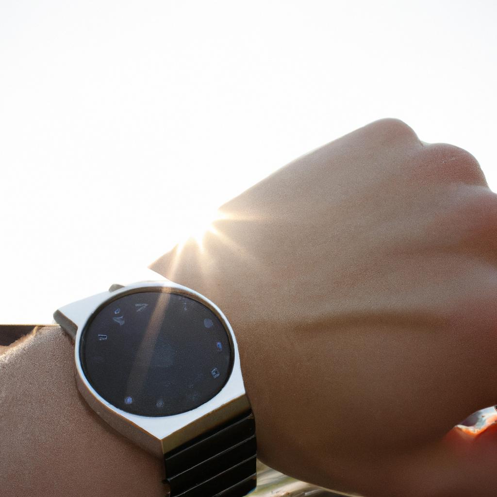 Person holding solar-powered watch