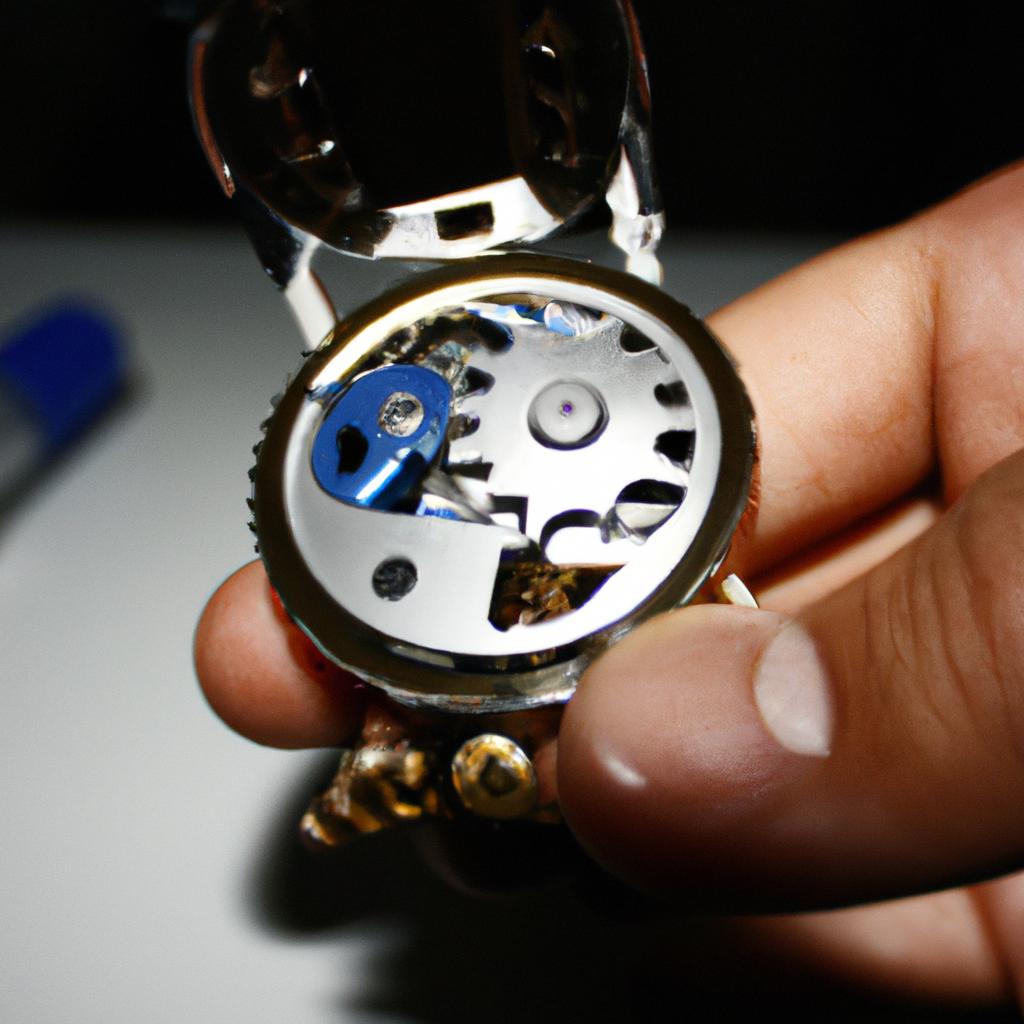 Person examining different watch movements