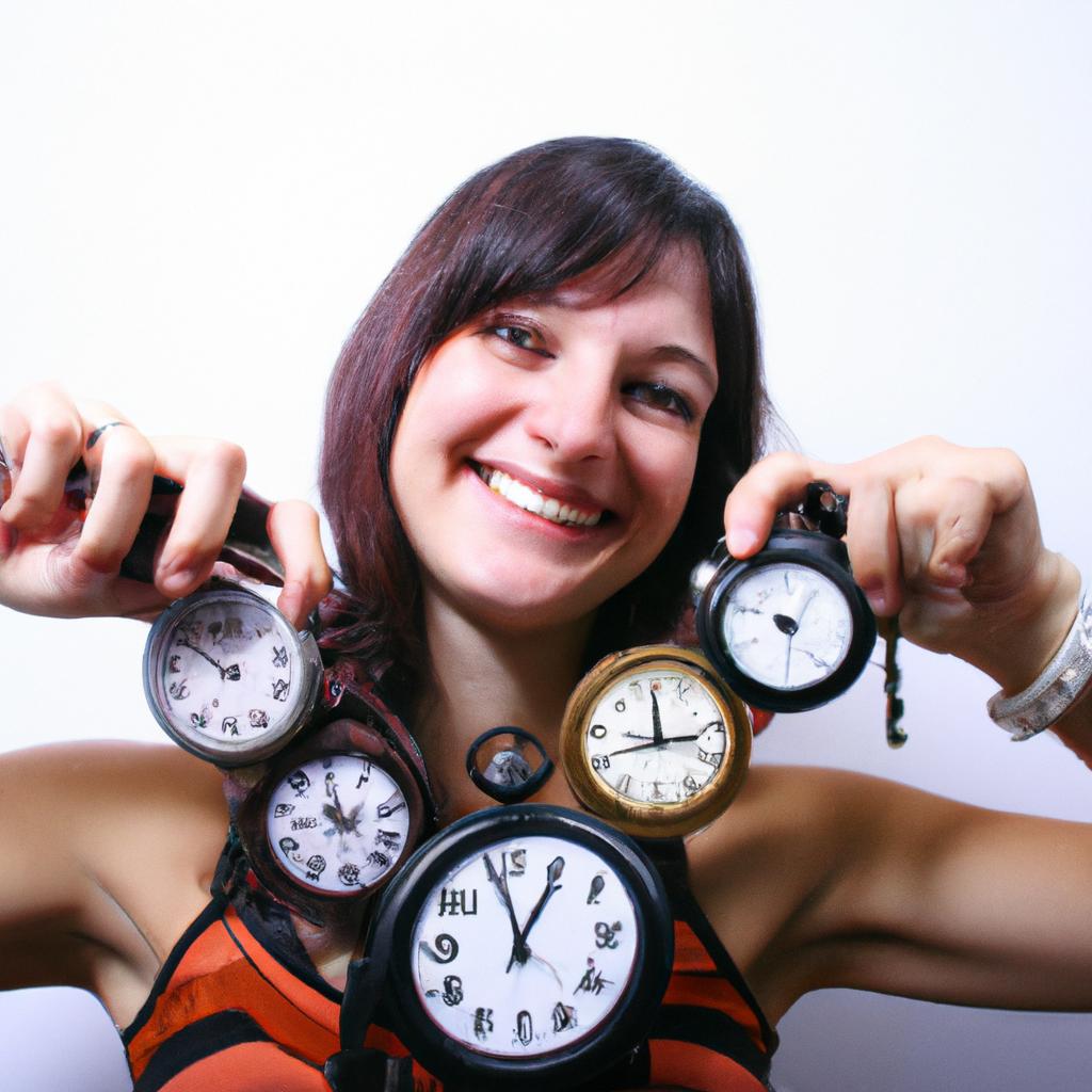 Person holding various watches, smiling